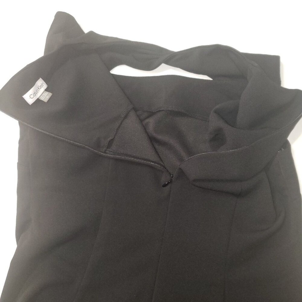 Calvin Klein Dress Women Size 12 Black LBD Draped Cutout Sleeveless Knee Length - Picture 14 of 16